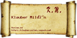 Klauber Milán névjegykártya